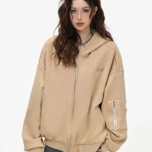 China-Chic Couple American “Leopard Suede Jacket” Loose Hooded Top Coat Men